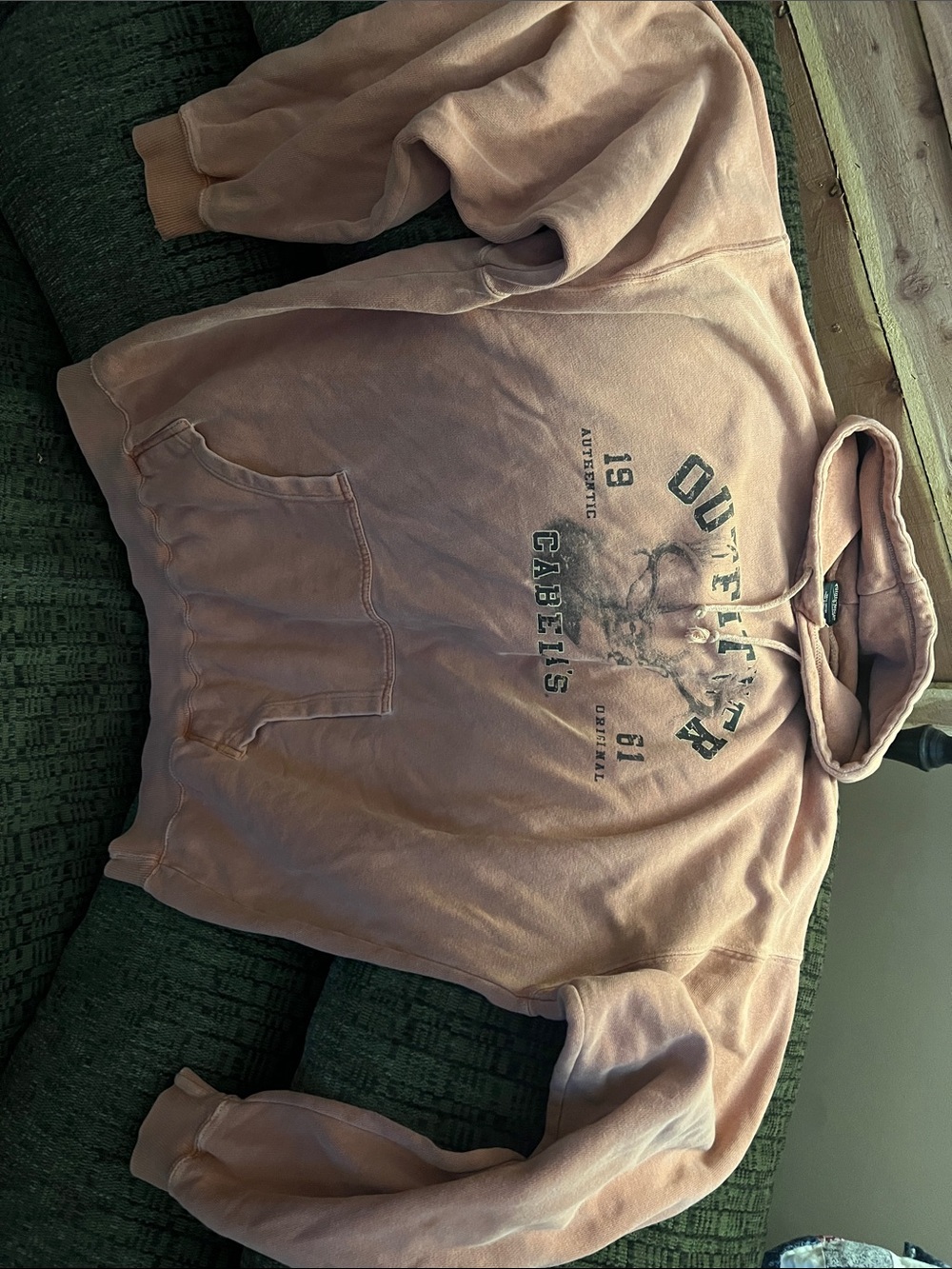 Vintage Cabela's Faded Rust Orange Graphic Hoodie